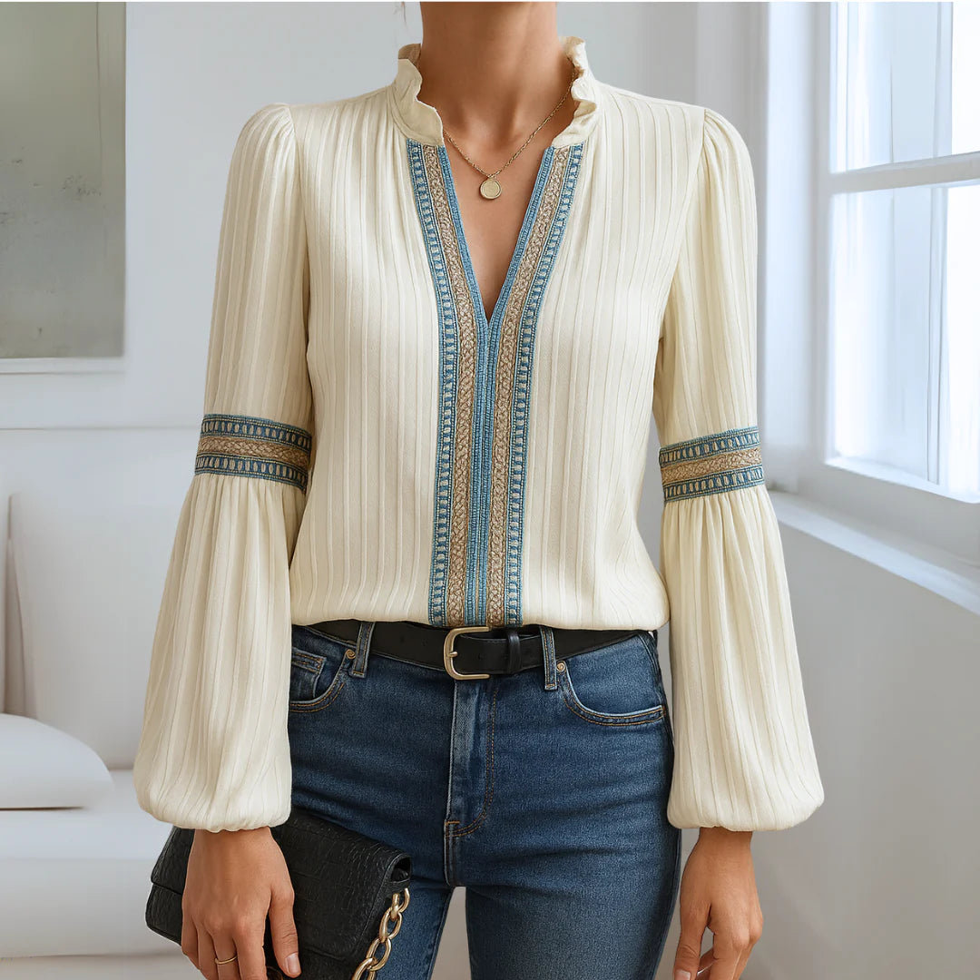 Petra™ | Blouse en Dentelle à Col en V