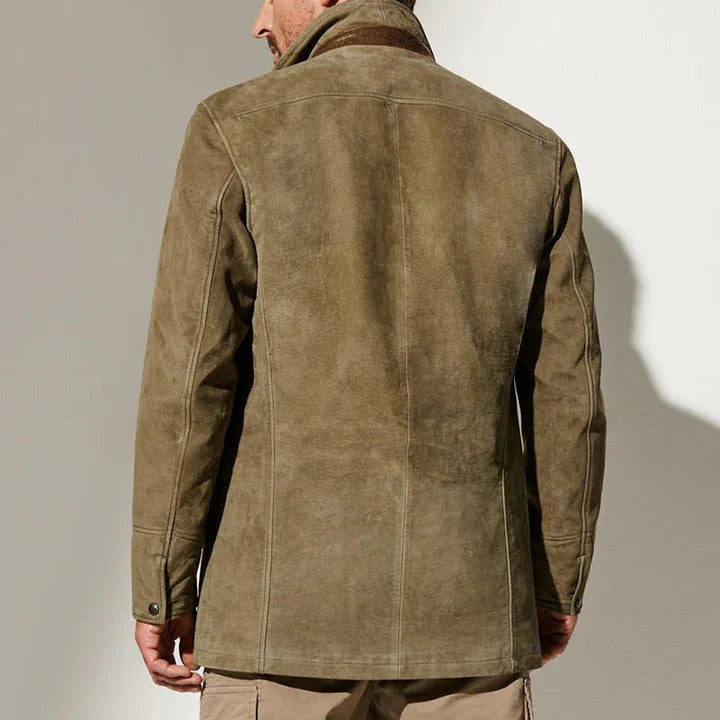 Veste D'automne Vintage En Peau De Daim Pour Hommes