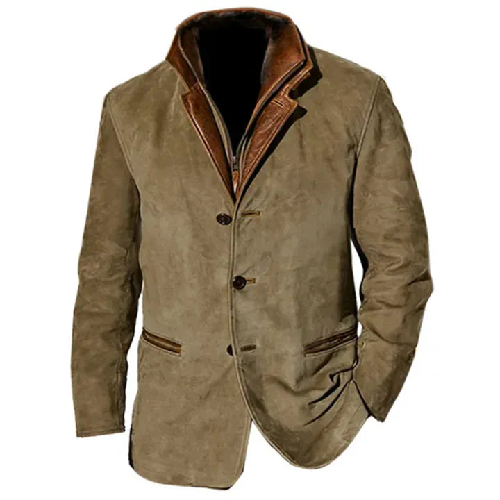 Veste D'automne Vintage En Peau De Daim Pour Hommes