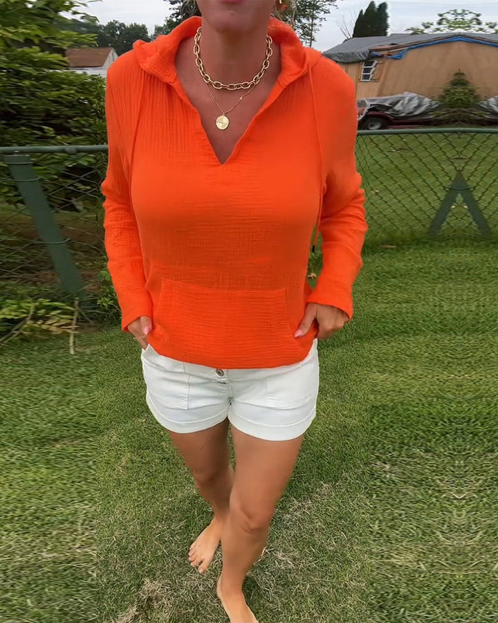 Blouse Unie Avec Poche Mode