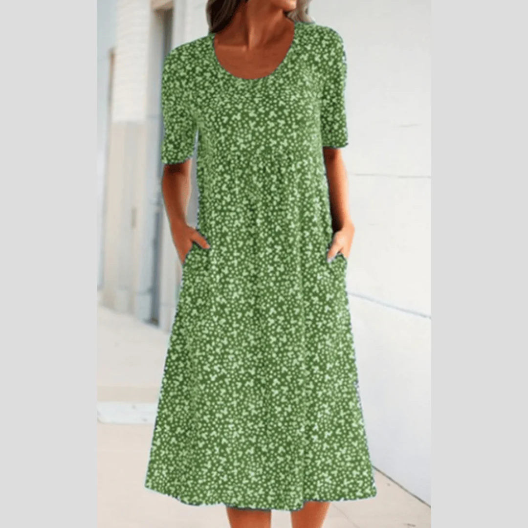 Amara | Robe Midi Élégante à Imprimé Fleuri