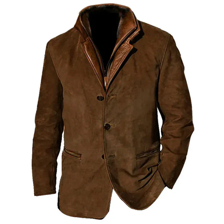 Veste D'automne Vintage En Peau De Daim Pour Hommes