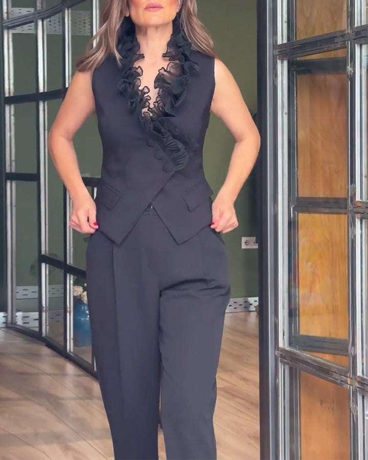 Gilet – Coupe ajustée avec volants