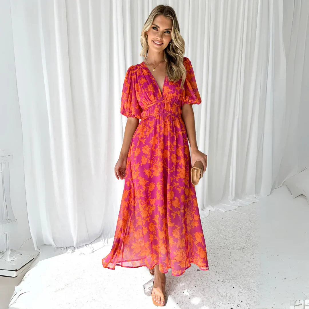 Nyegaard™ | Robe longue rouge et rose