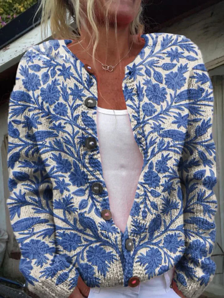 Cardigan à Motif Floral