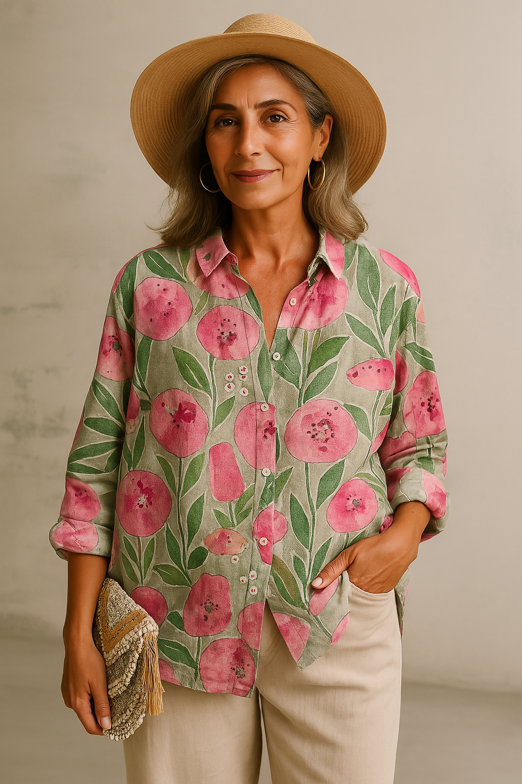 Luiza - Blouse florale artisanale