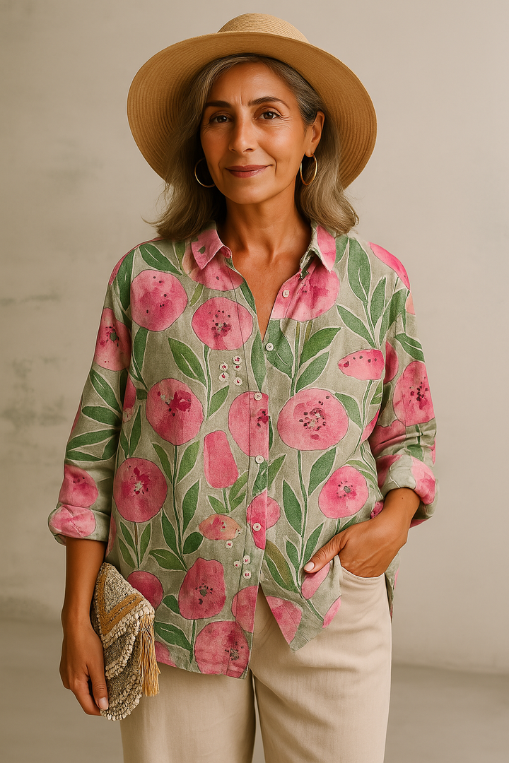 Luiza - Blouse florale artisanale