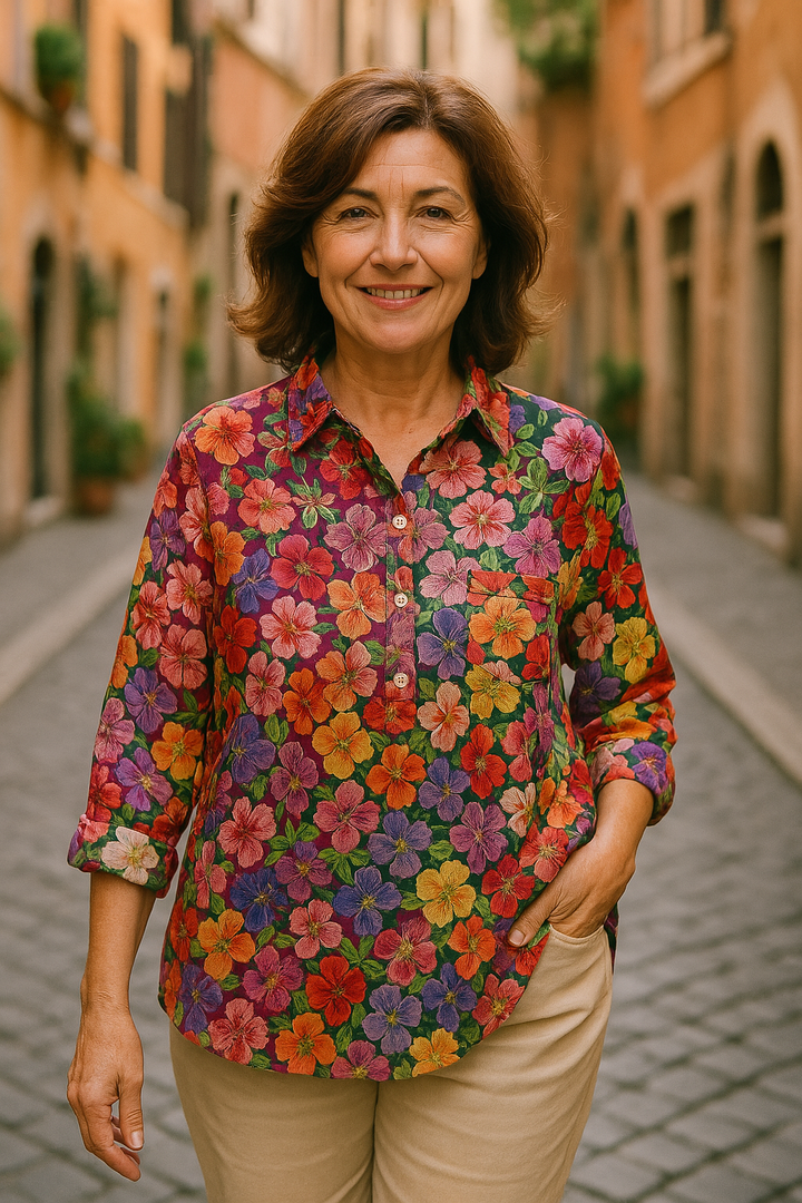 Luiza - Blouse florale artisanale
