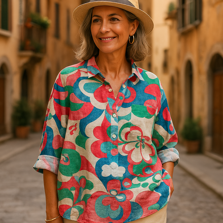 Luiza - Blouse florale artisanale