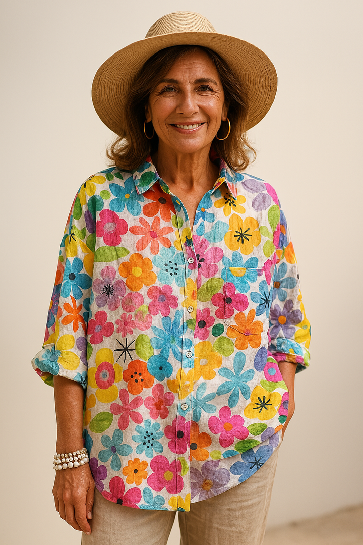 Luiza - Blouse florale artisanale