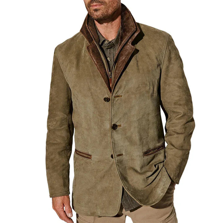 Veste D'automne Vintage En Peau De Daim Pour Hommes