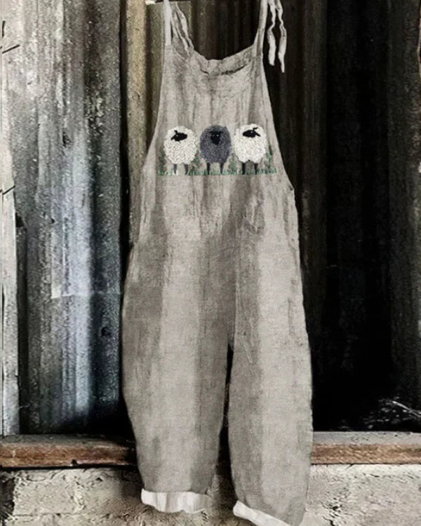 Combinaison Décontractée Motif Mouton – Style Vintage