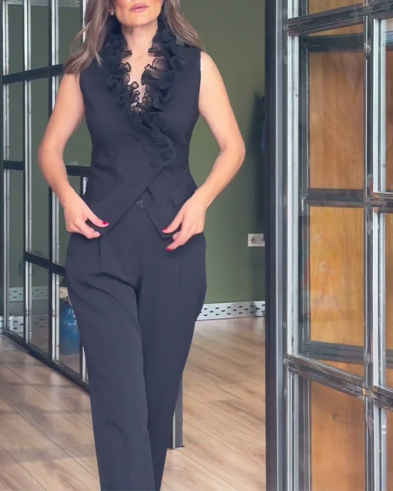 Gilet – Coupe ajustée avec volants