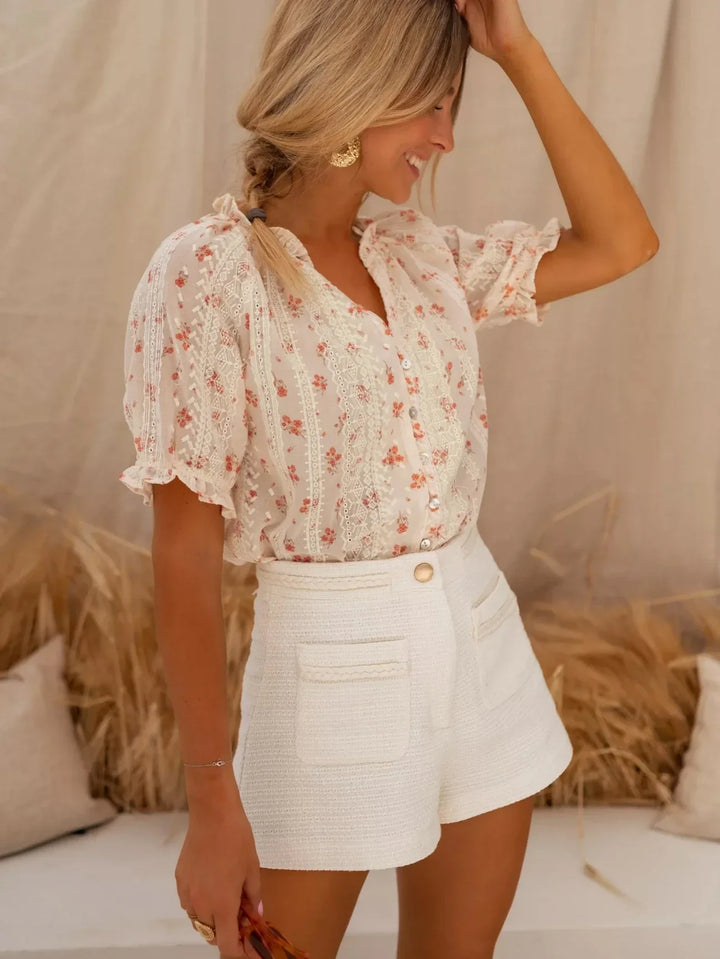 Elina™ — Blouse Fleurie au Charme Estival