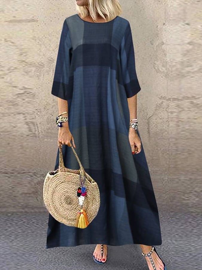 Viola – Robe Longue à Carreaux Douce