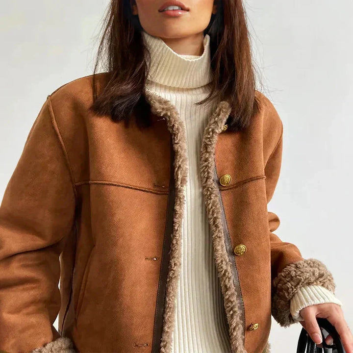 Veste Charlene en shearling avec boutons