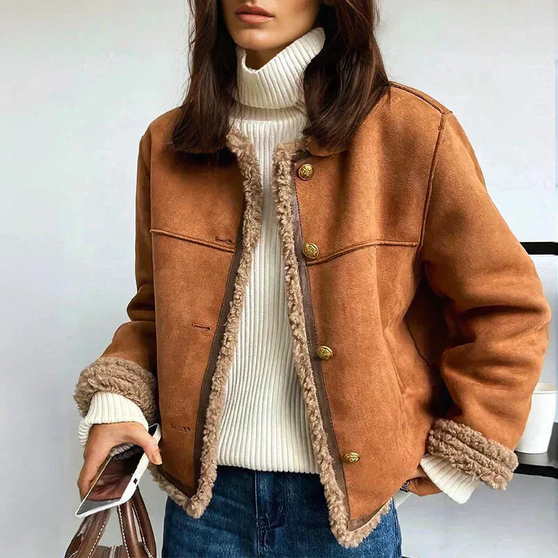 Veste Charlene en shearling avec boutons