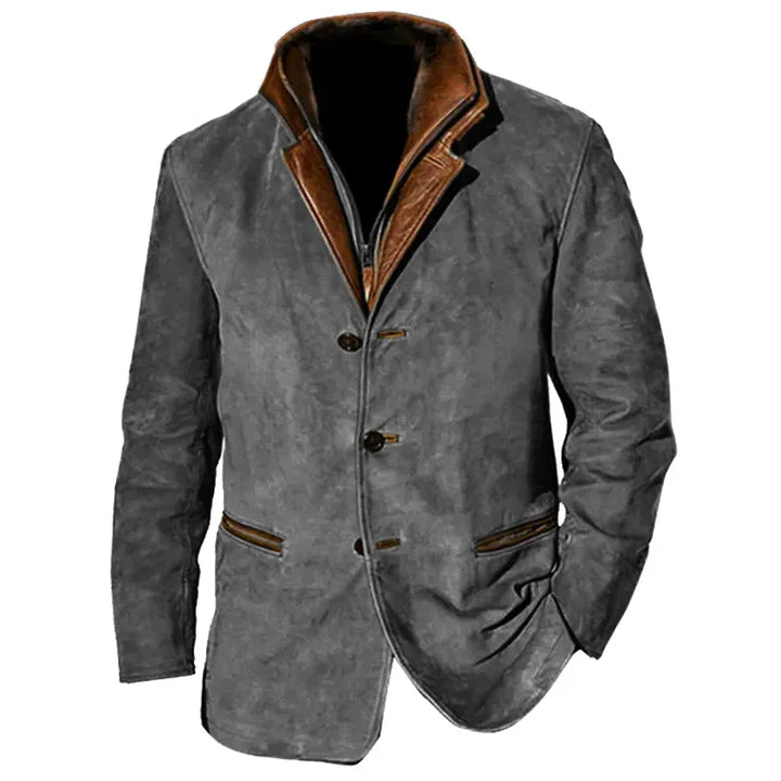 Veste D'automne Vintage En Peau De Daim Pour Hommes