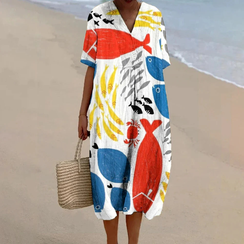 Grace – Robe Fluide Imprimée en Lin