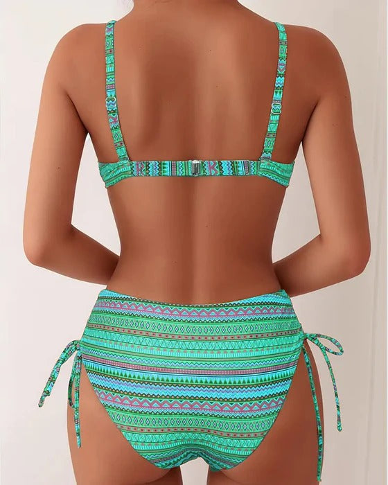 Maillot De Bain Deux Pièces Soutien-Gorge Imprimé Rayé