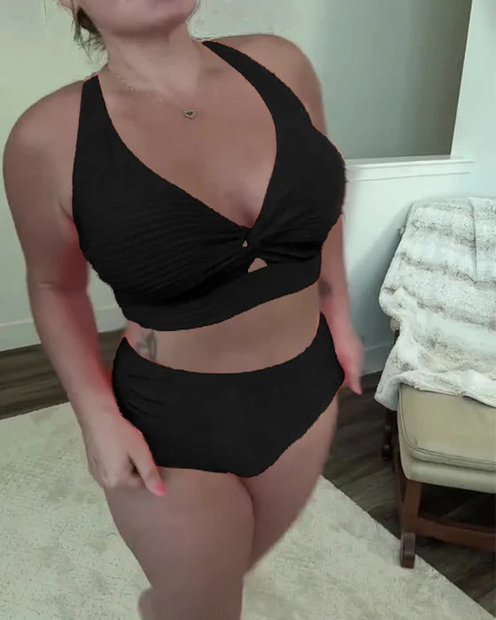 Bikini décontracté triangle de couleur unie