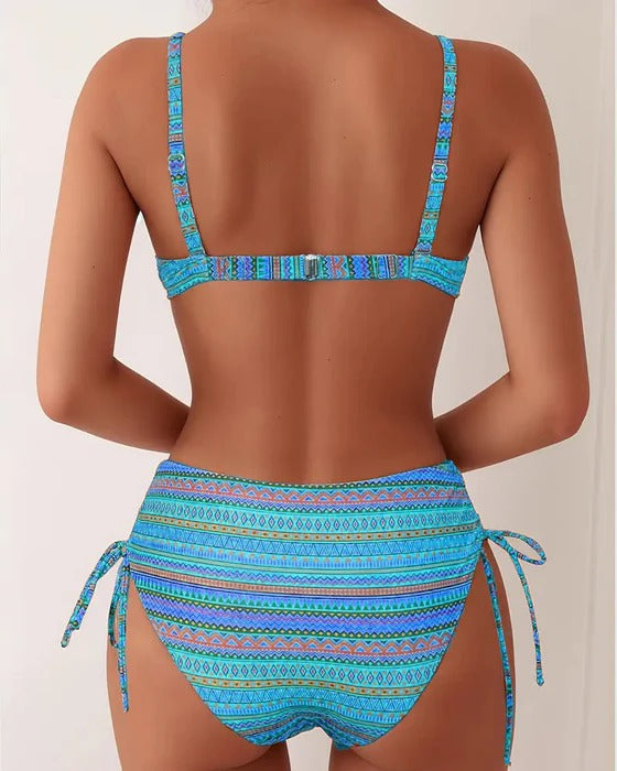 Maillot De Bain Deux Pièces Soutien-Gorge Imprimé Rayé