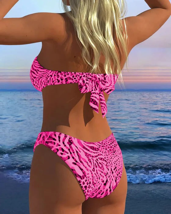 Maillot De Bain Sexy Imprimé Léopard Deux-Pièces