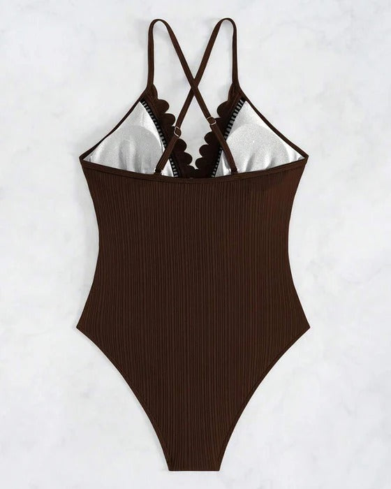 Maillot de Bain Monopiece Uni Sexy Creux