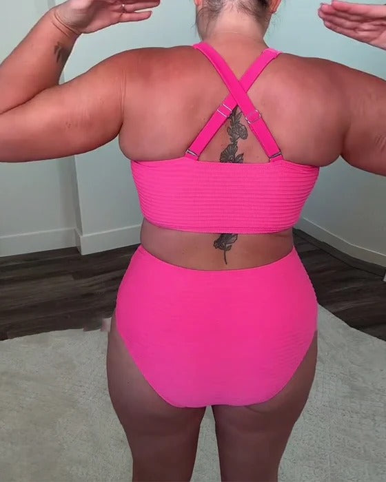 Bikini décontracté triangle de couleur unie