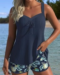 Tankini Rayé Deux Pièces Short De Plage