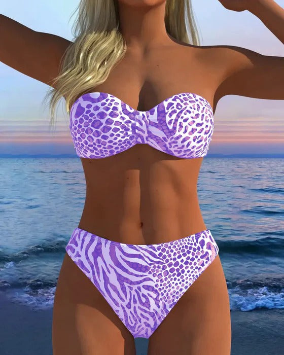 Maillot De Bain Sexy Imprimé Léopard Deux-Pièces