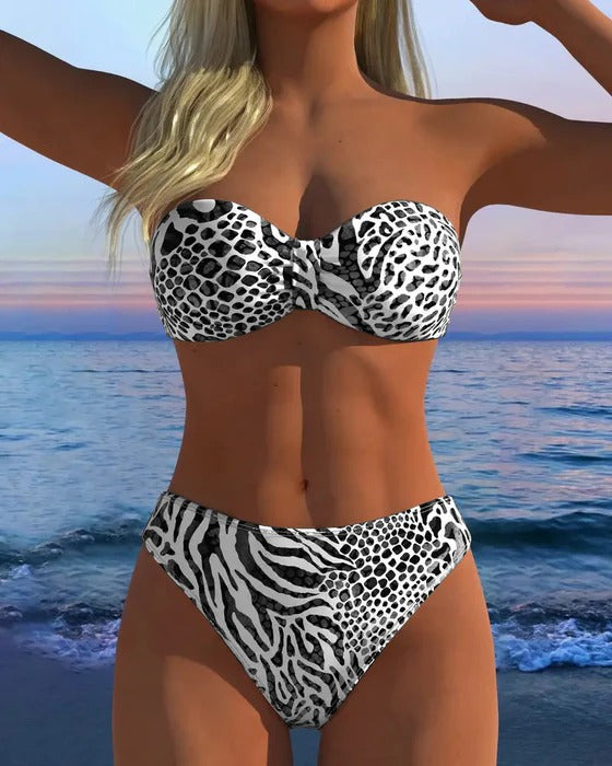 Maillot De Bain Sexy Imprimé Léopard Deux-Pièces