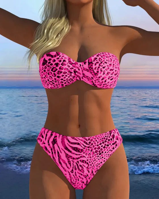 Maillot De Bain Sexy Imprimé Léopard Deux-Pièces