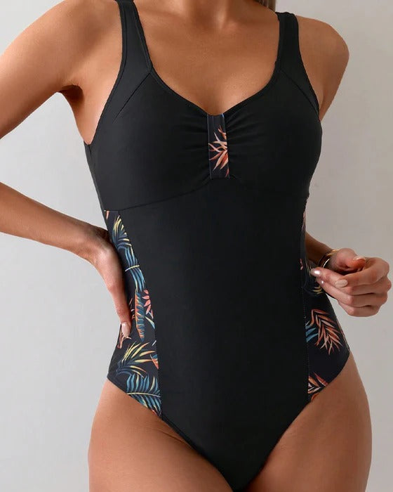 Maillot De Bain Sans Manches Imprimé Une Pièce