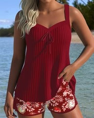 Tankini Rayé Deux Pièces Short De Plage