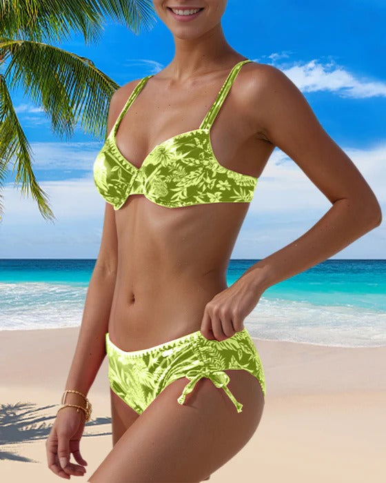 Maillot De Bain Deux Pièces Triangle À Lacets Et Imprimé