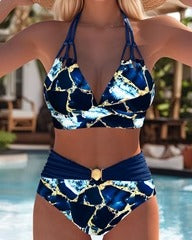 Bikini Rétro Imprimé Deux-Pièces