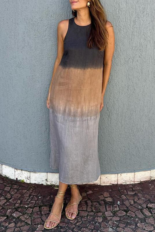 Clara | Robe longue sans manches à effet dégradé élégant pour femme