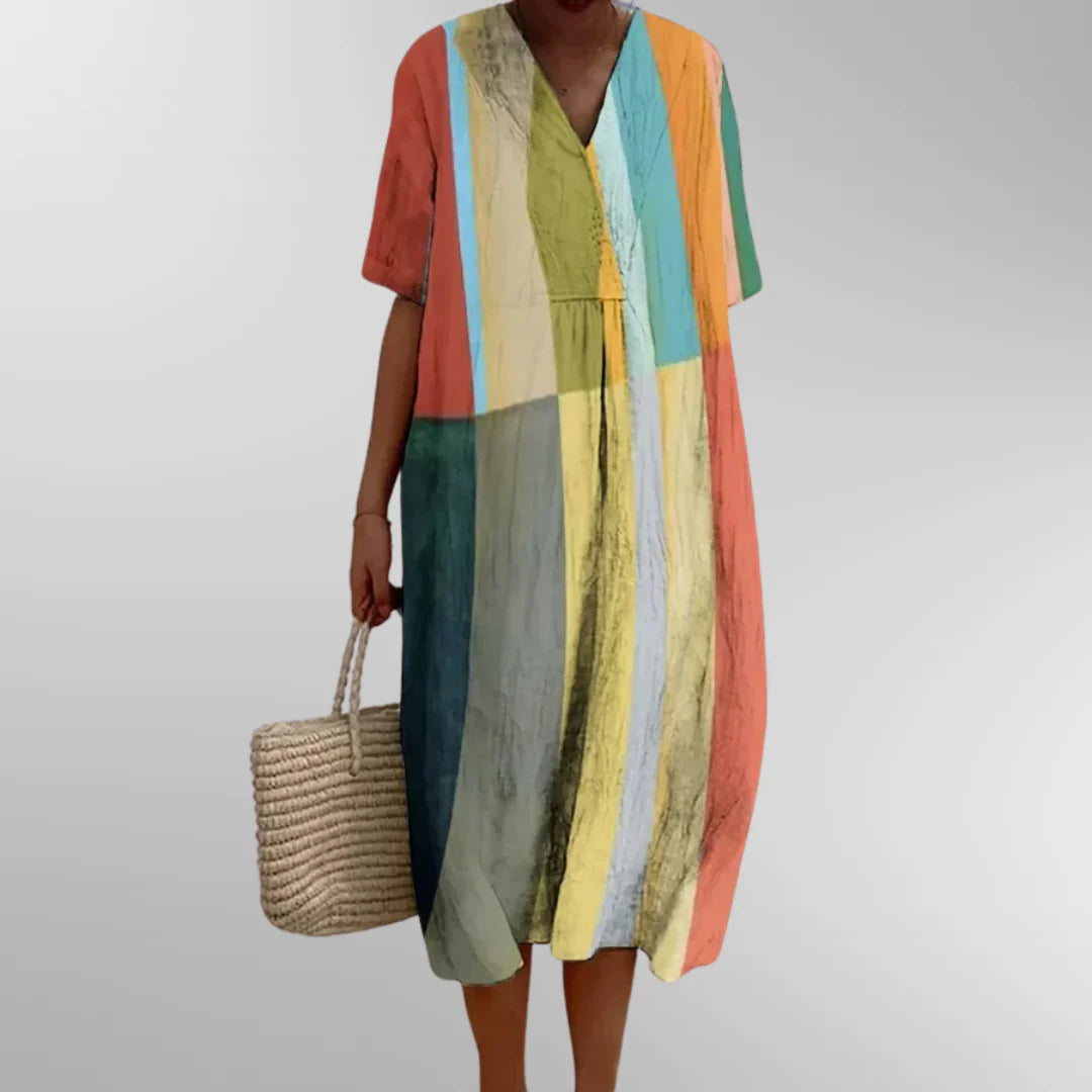 Sophia – Robe Longue Rayée Créateur