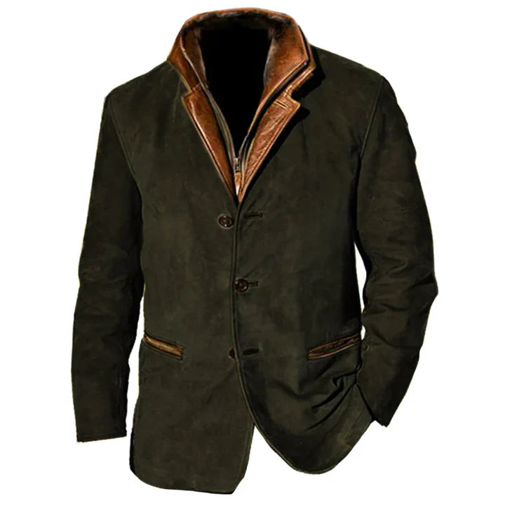 Veste D'automne Vintage En Peau De Daim Pour Hommes