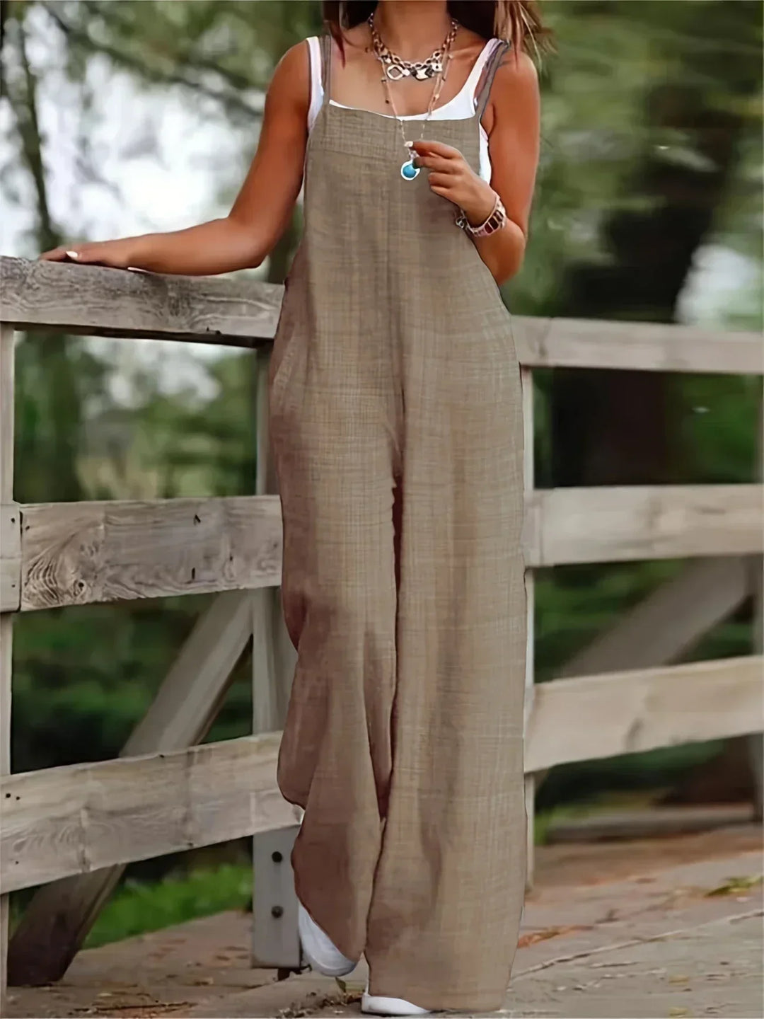 Annia™ | Salopette Décontractée à Jambes Larges avec Poches