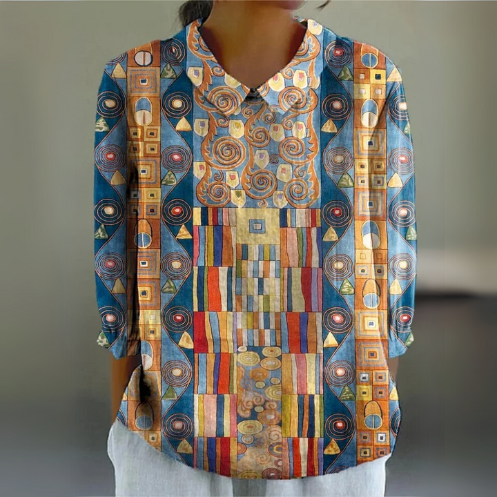 Robe portefeuille sans manches pour femme en coton, avec imprimé artistique à motifs géométriques abstraits et poches