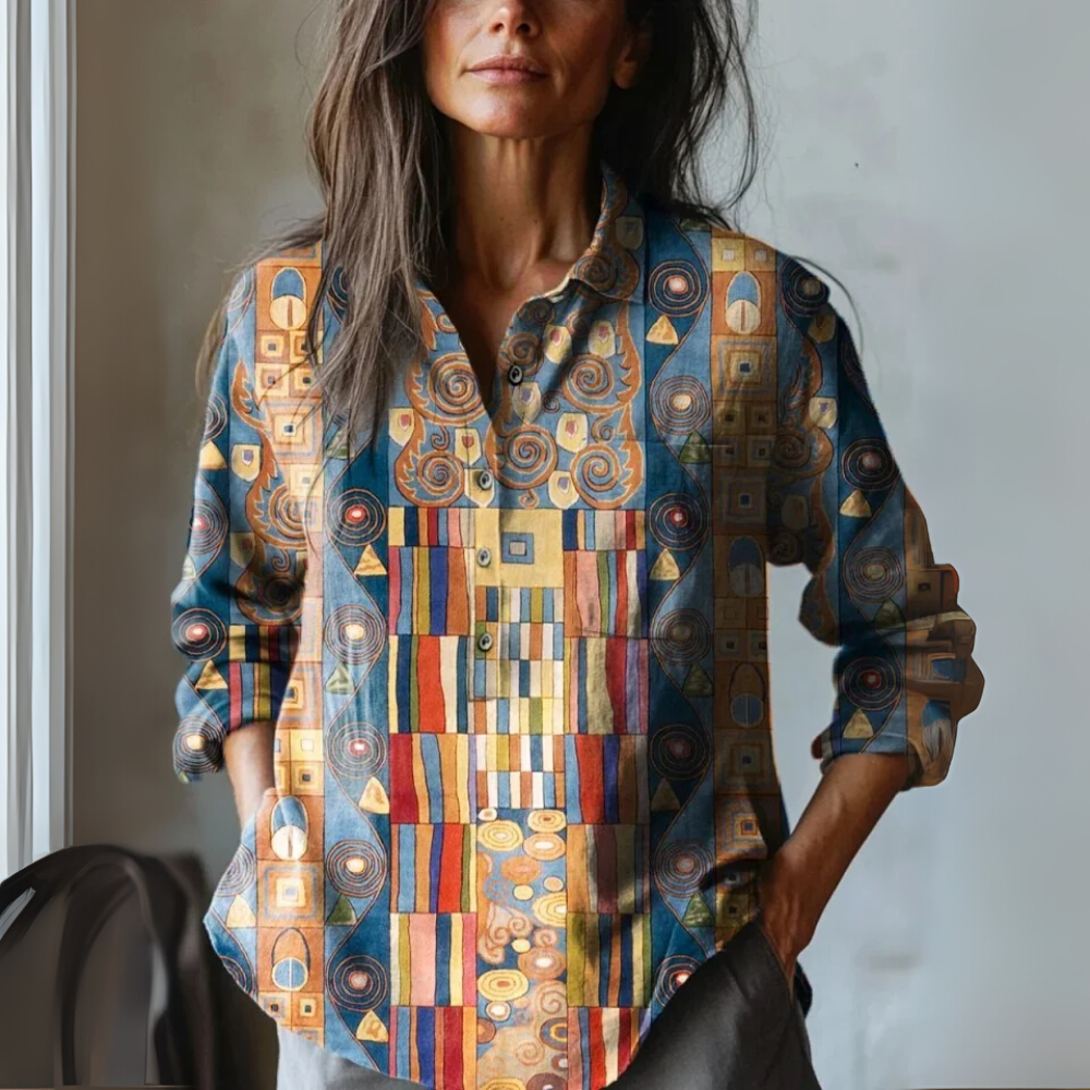 Robe portefeuille sans manches pour femme en coton, avec imprimé artistique à motifs géométriques abstraits et poches