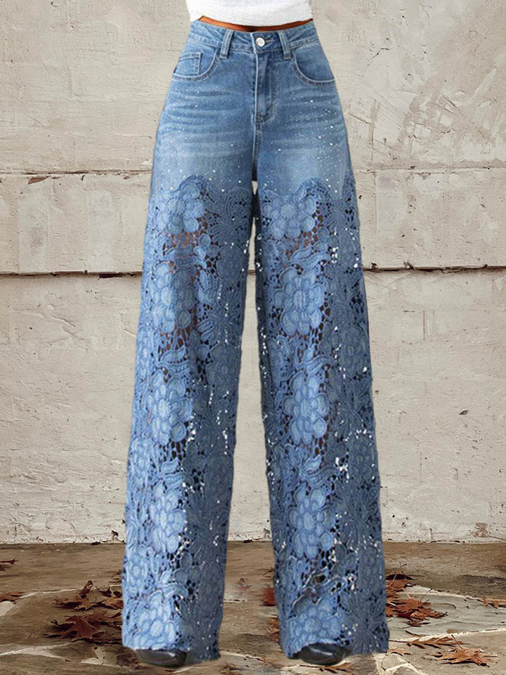 Luna | Jean en denim avec dentelle