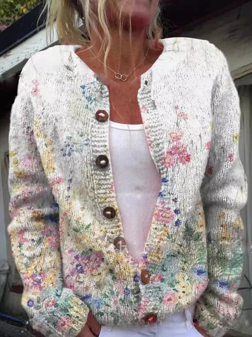 Cardigan à Motif Floral