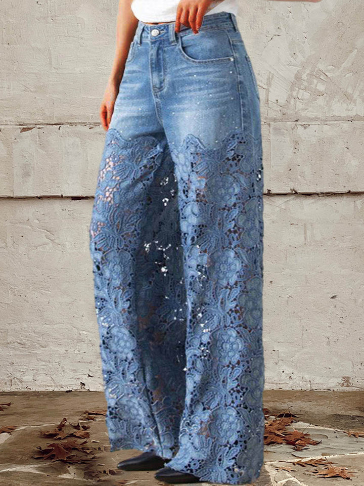 Luna | Jean en denim avec dentelle
