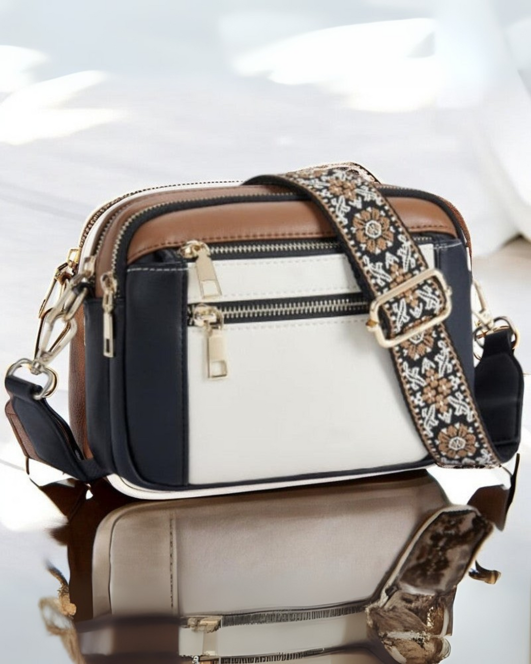 Camille | Sac à Bandoulière en Cuir Élégant pour Femme avec Compartiments Pratiques