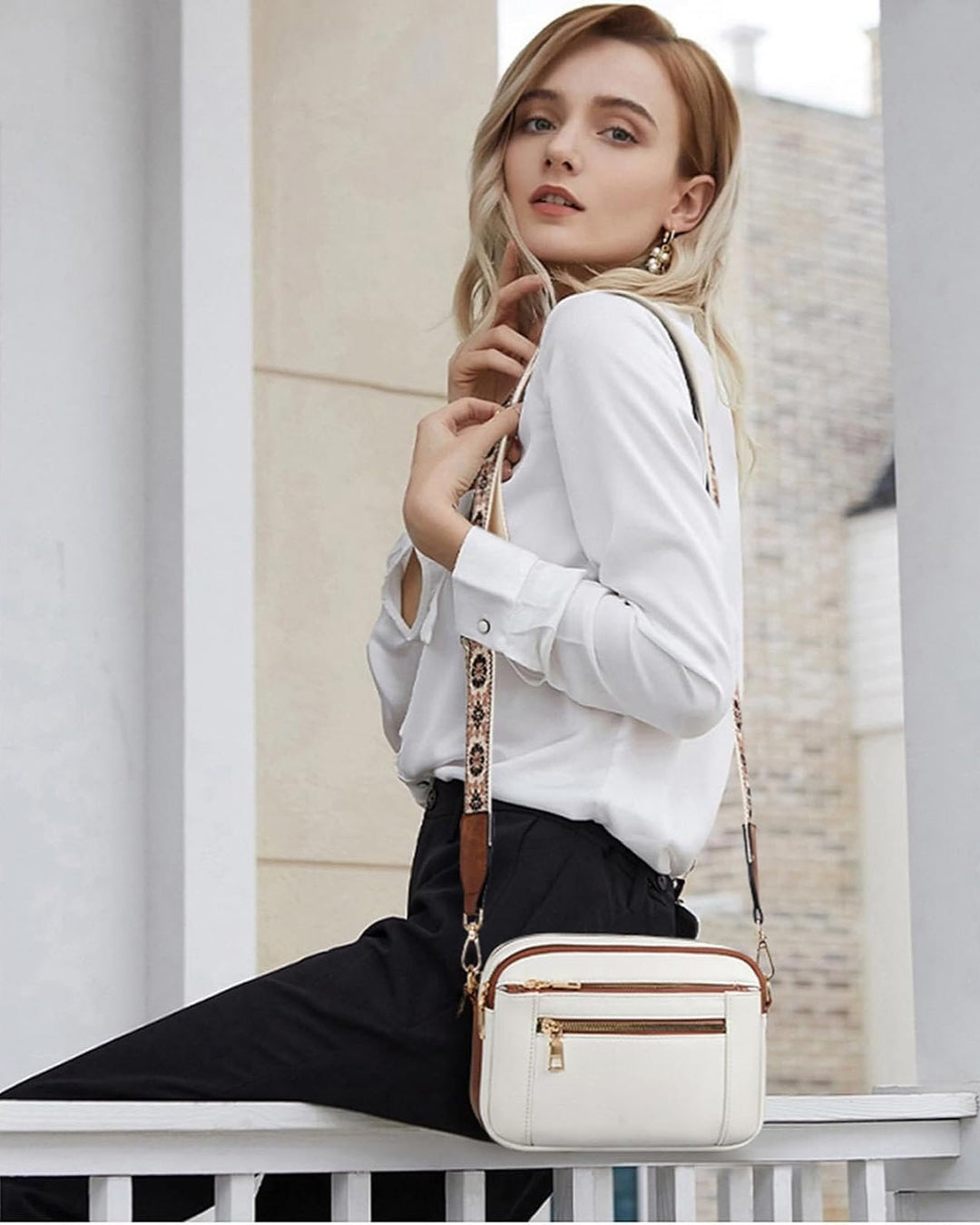 Camille | Sac à Bandoulière en Cuir Élégant pour Femme avec Compartiments Pratiques