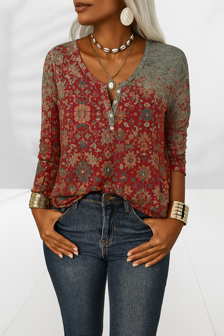 ALINA™ | Blouse bohème à motifs floraux et manches longues