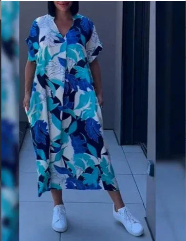 Alix | Robe midi d’été avec encolure en V ludique